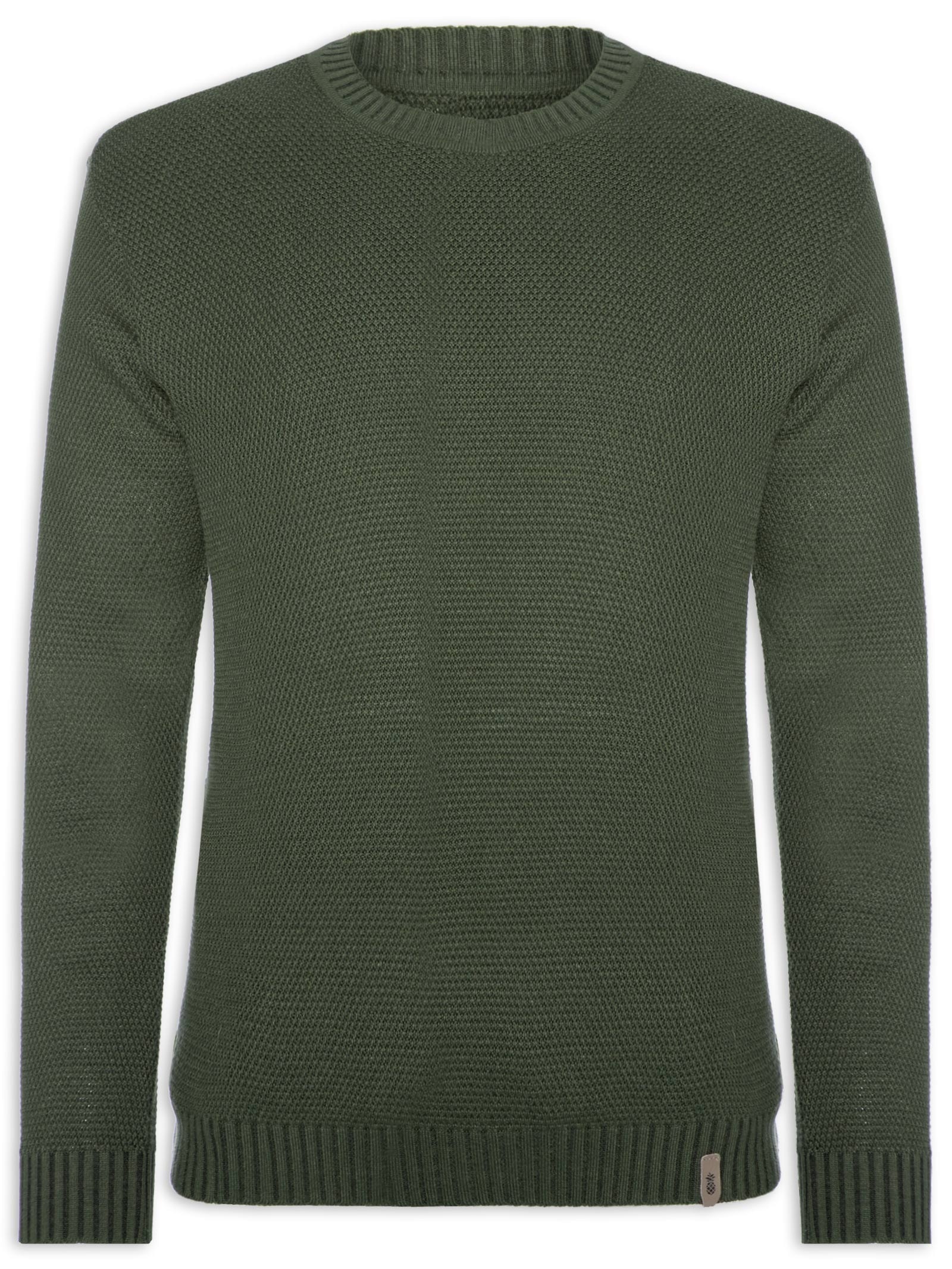 Pineapple - Suéter Masculino Half Zip Em Tricot - Verde