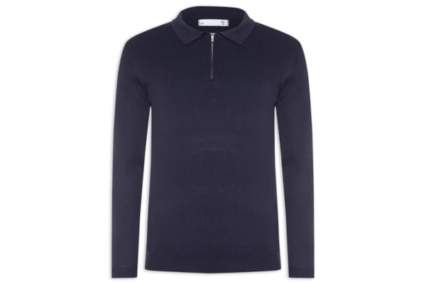 Suéter Masculino Tricot Com Zíper - Azul
