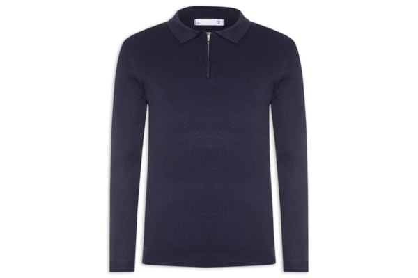 Suéter Masculino Tricot Com Zíper - Azul