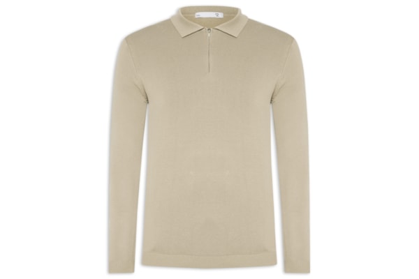 Suéter Masculino Tricot Com Zíper - Bege