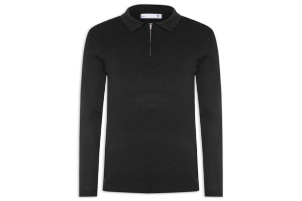Suéter Masculino Tricot Com Zíper - Preto