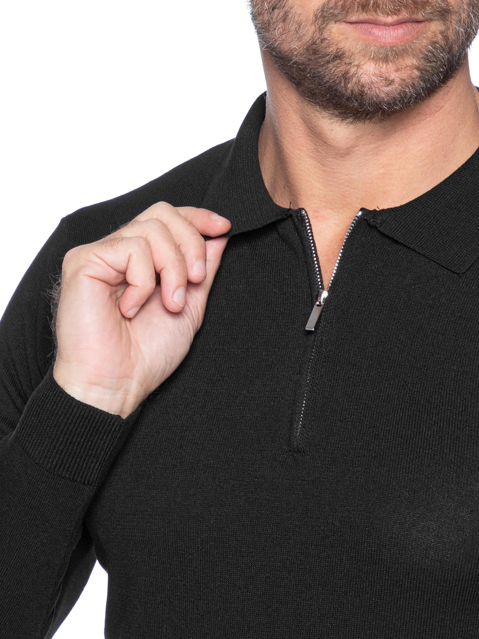 Suéter Masculino Tricot Com Zíper Preto '2 Essential