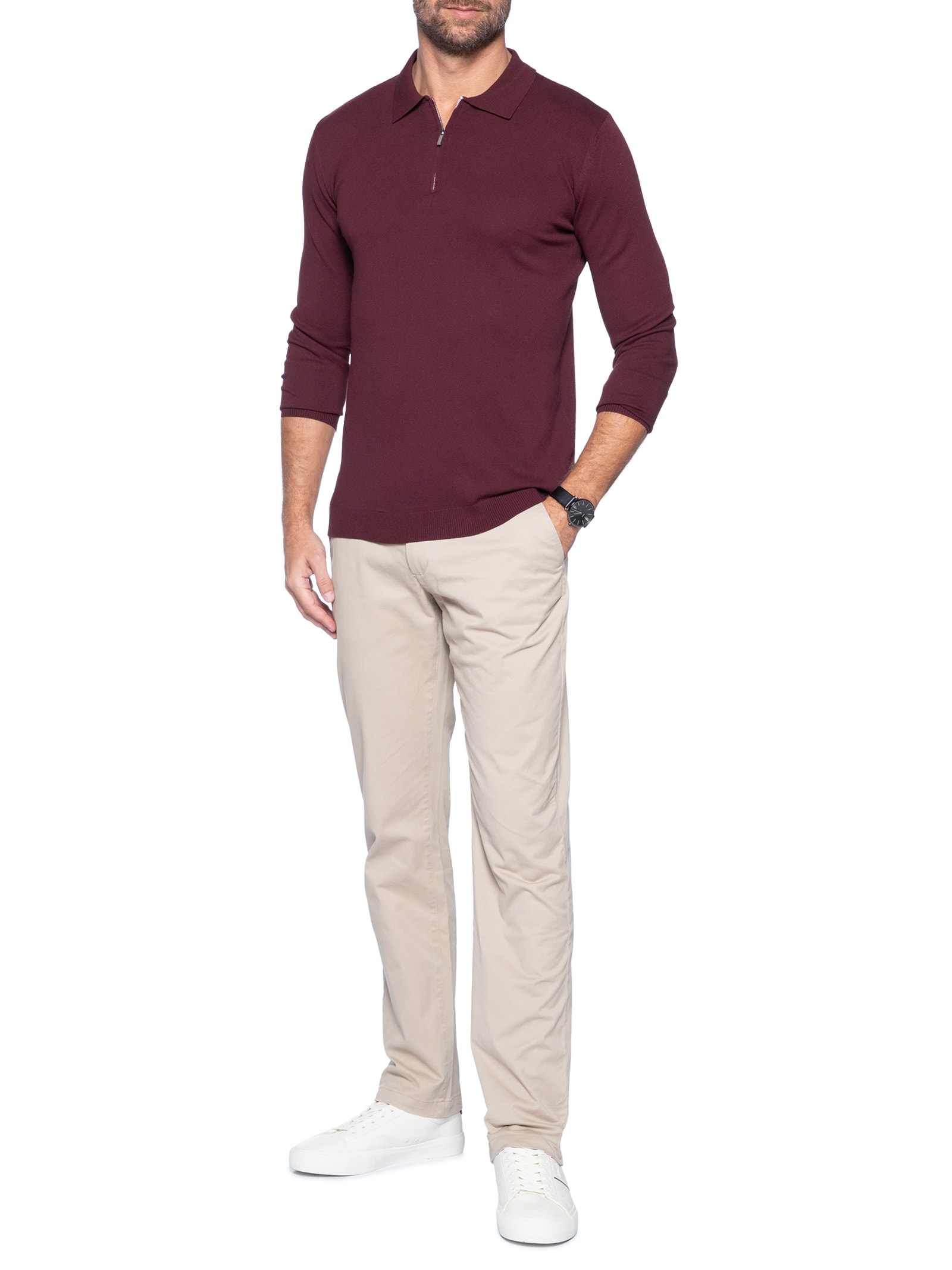 Suéter Masculino Tricot Com Zíper Vermelho '2 Essential