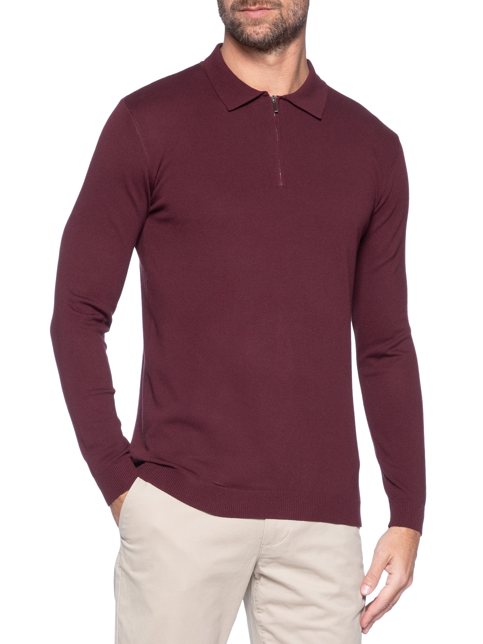 Suéter Masculino Tricot Com Zíper Vermelho '2 Essential
