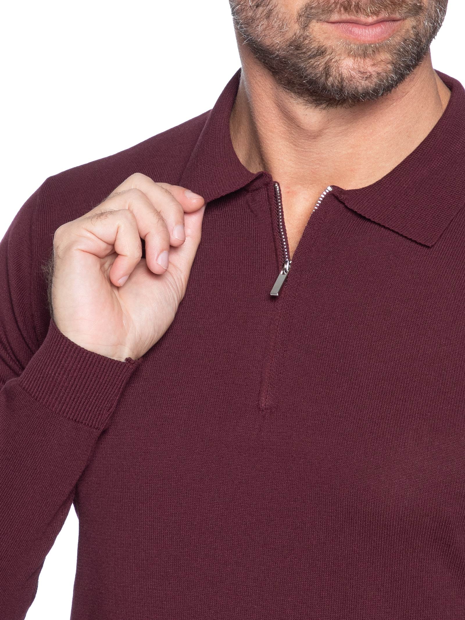 Suéter Masculino Tricot Com Zíper Vermelho '2 Essential
