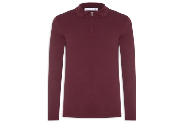 Suéter Masculino Tricot Com Zíper - Vermelho
