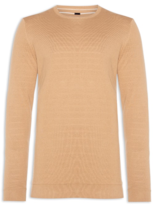 Suéter Masculino Tricot Dupla Face Listra Viena - Marrom