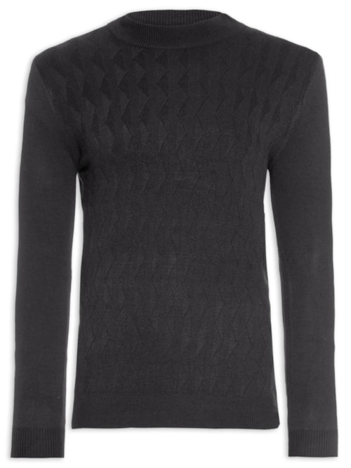 Suéter Masculino Tricot Gola Alta – Cinza