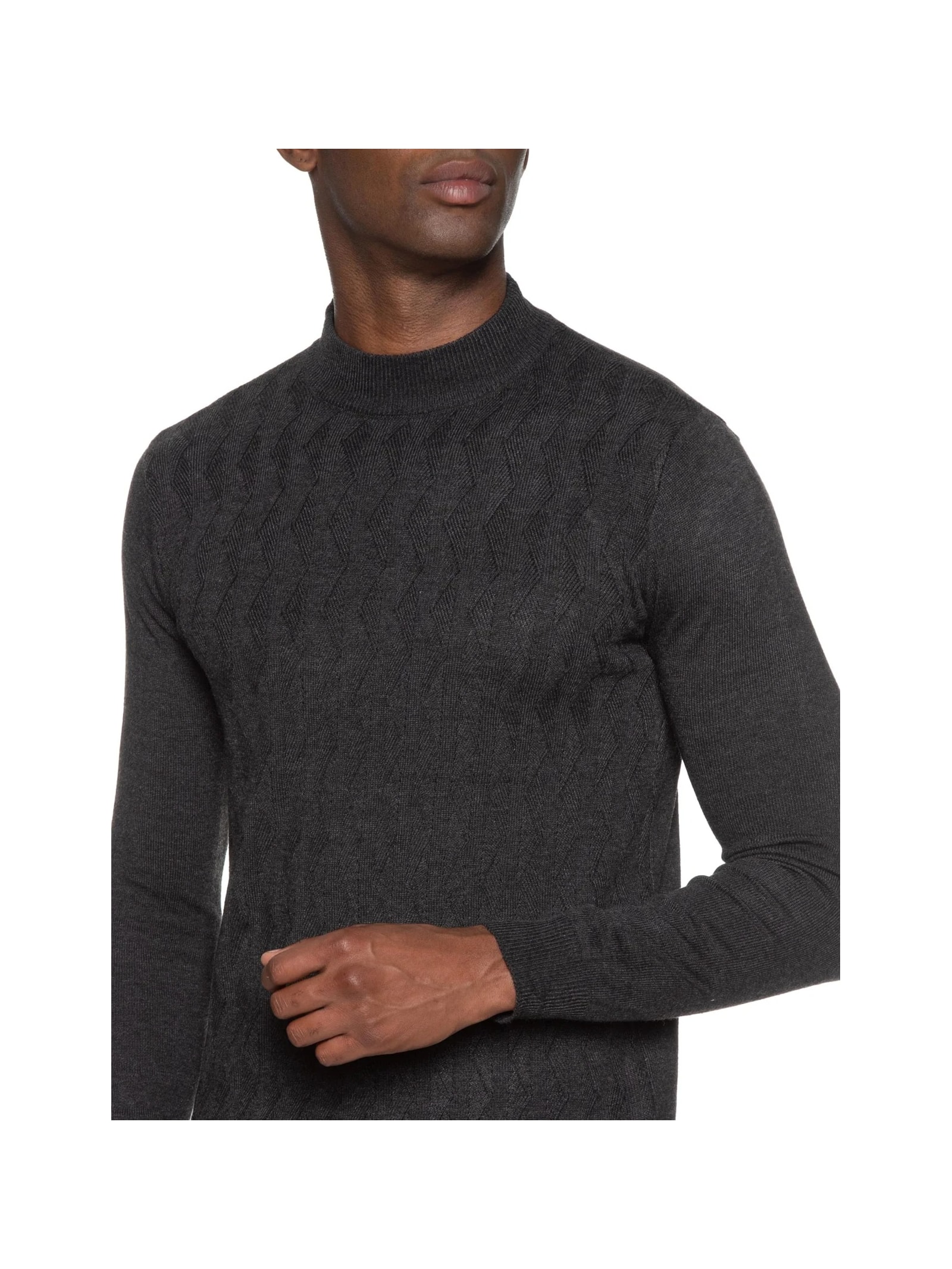 Suéter Masculino Tricot Gola Alta Cinza '2 Essential