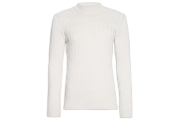 Suéter Masculino Tricot Gola Alta - Off White