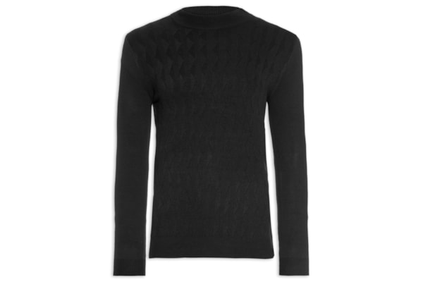 Suéter Masculino Tricot Gola Alta - Preto