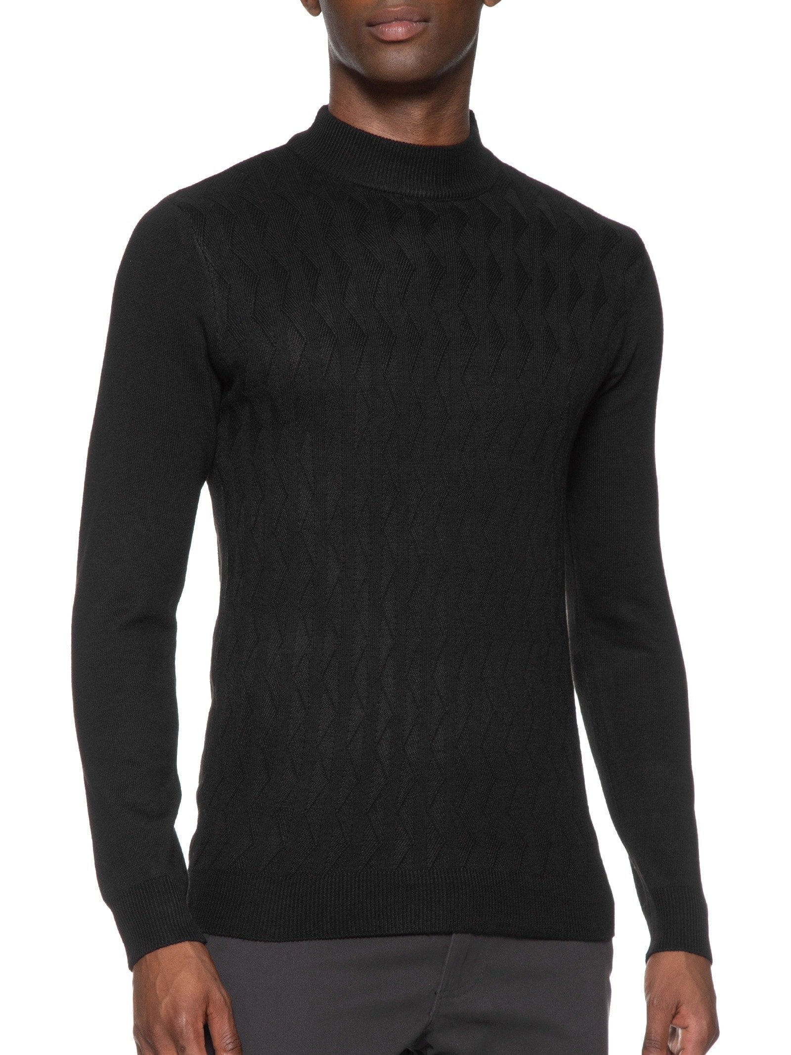 Suéter Masculino Tricot Gola Alta Preto '2 Essential