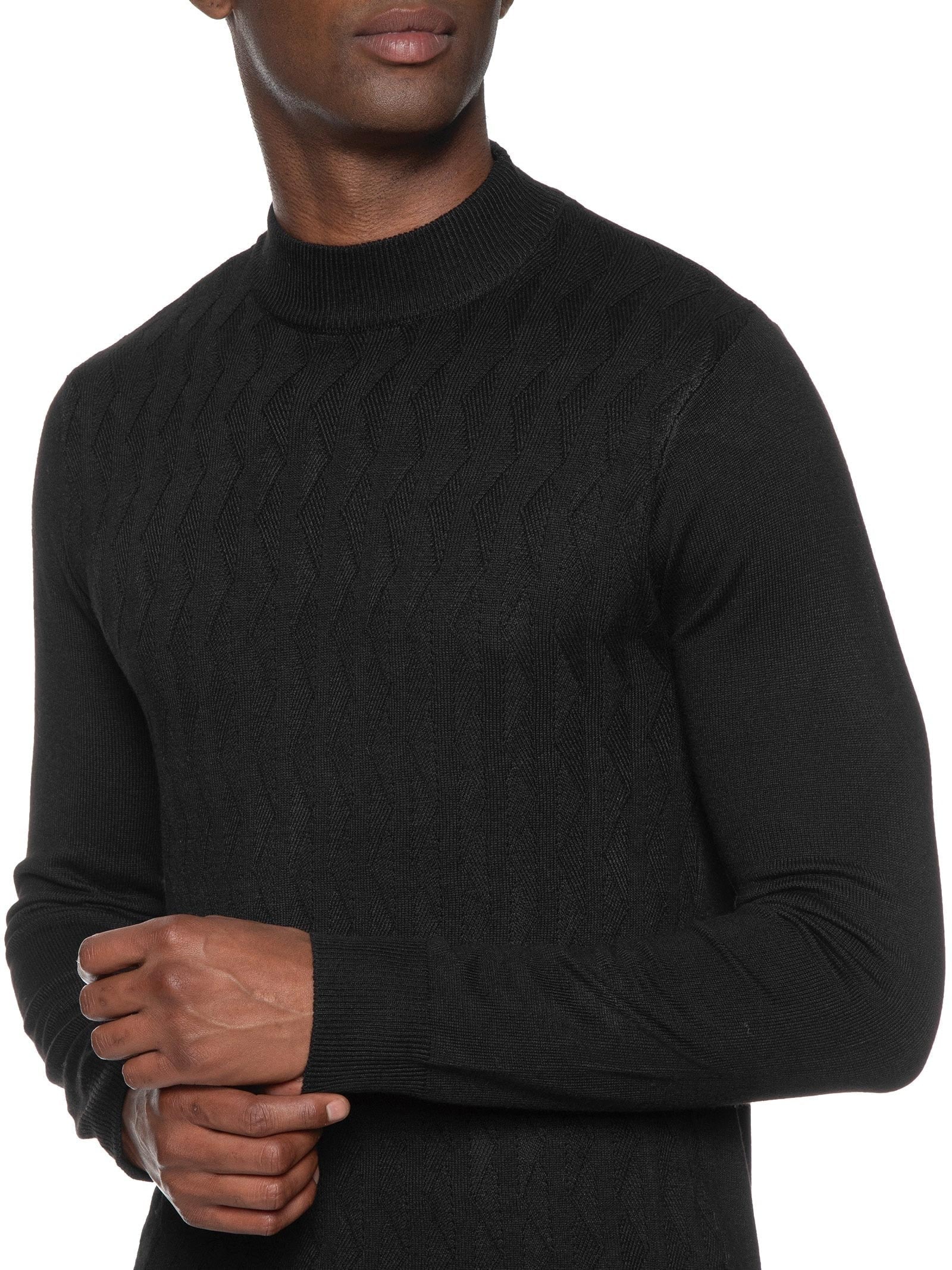 Suéter Masculino Tricot Gola Alta Preto '2 Essential