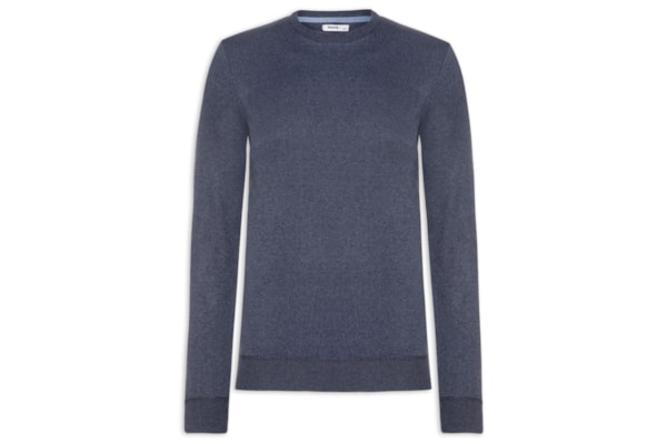 Suéter Masculino Tricot Gola Redonda Básico - Azul