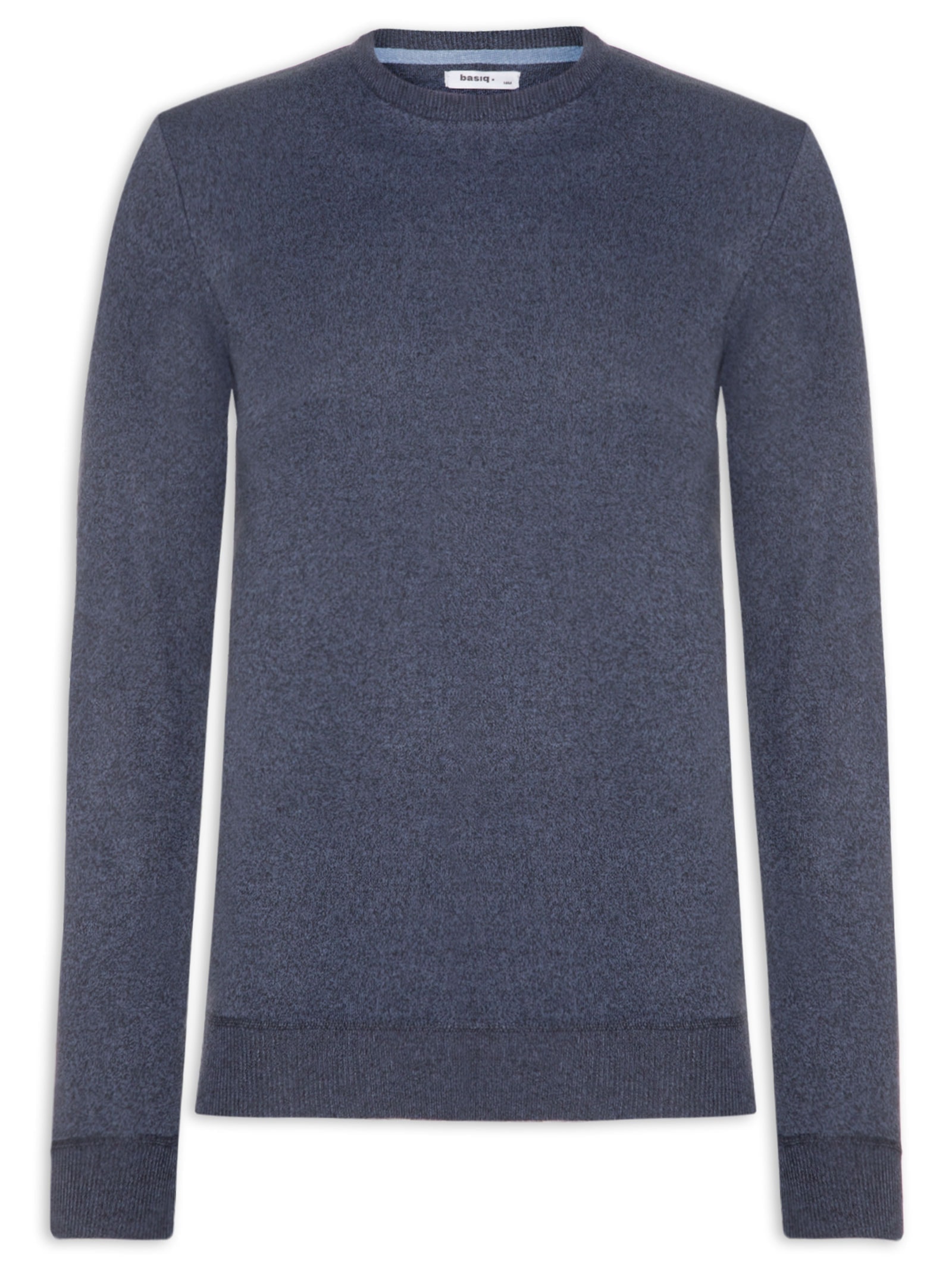 Suéter Masculino Tricot Gola Redonda Básico Azul Basiq Men