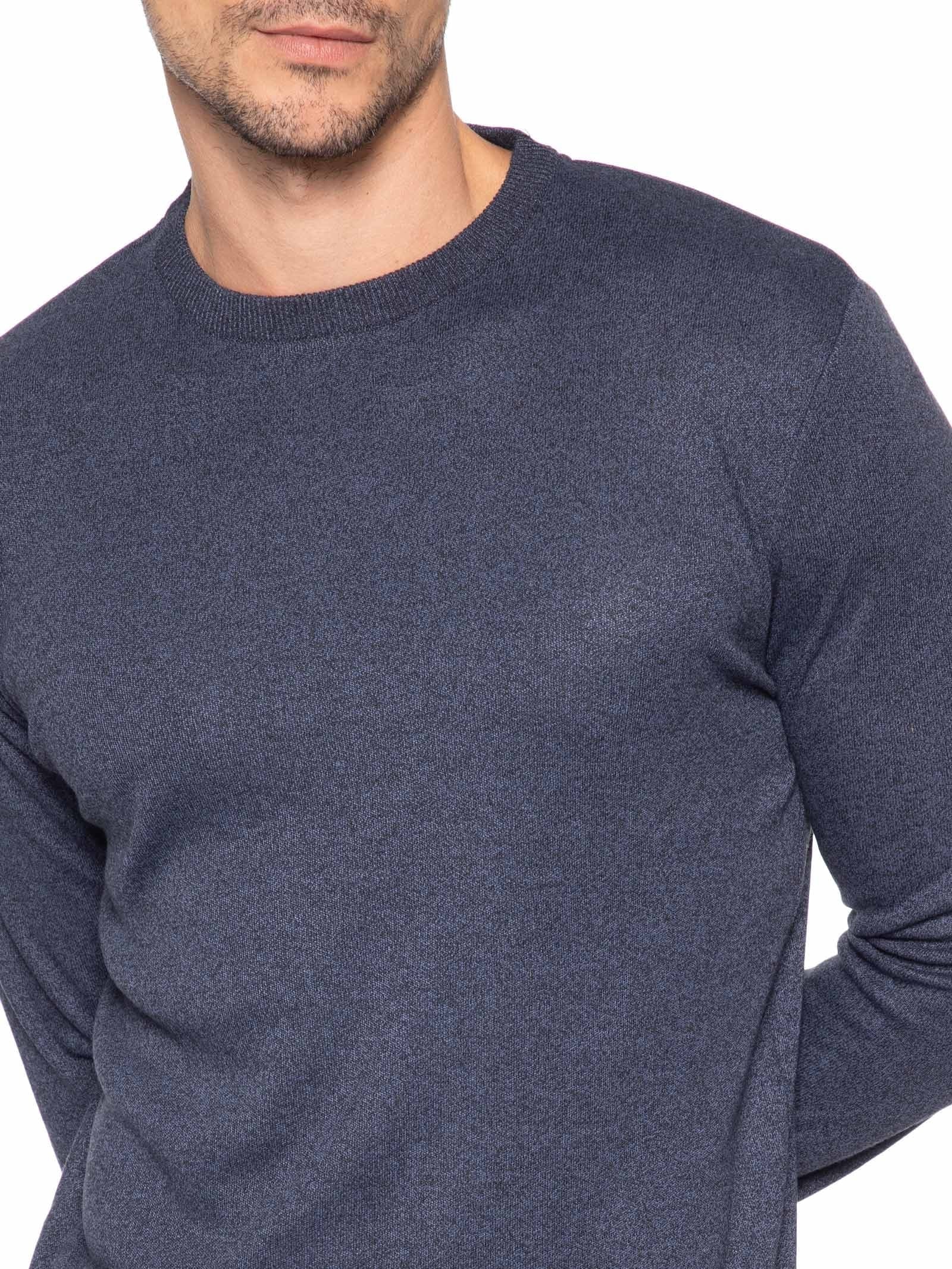 Suéter Masculino Tricot Gola Redonda Básico Azul Basiq Men