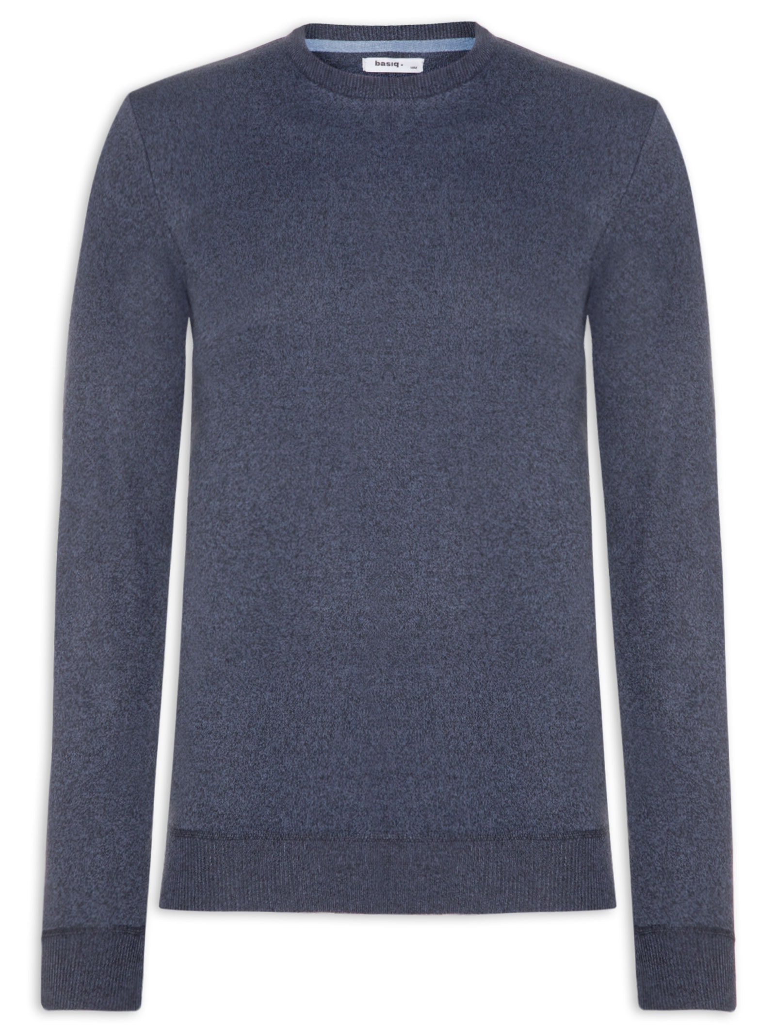 Suéter Masculino Tricot Gola Redonda Básico Azul Basiq Men