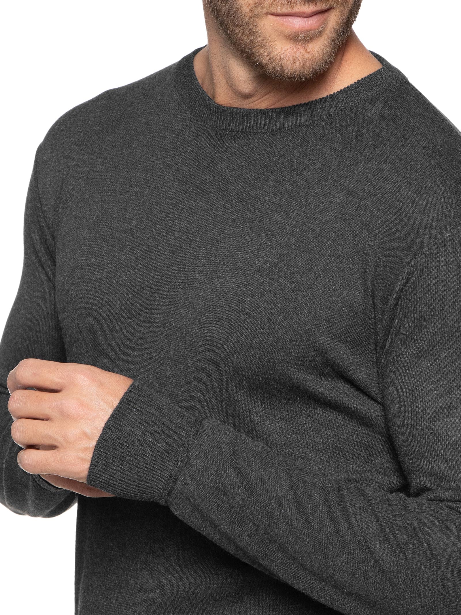 Suéter Masculino Tricot Gola Redonda Básico Cinza Basiq Men