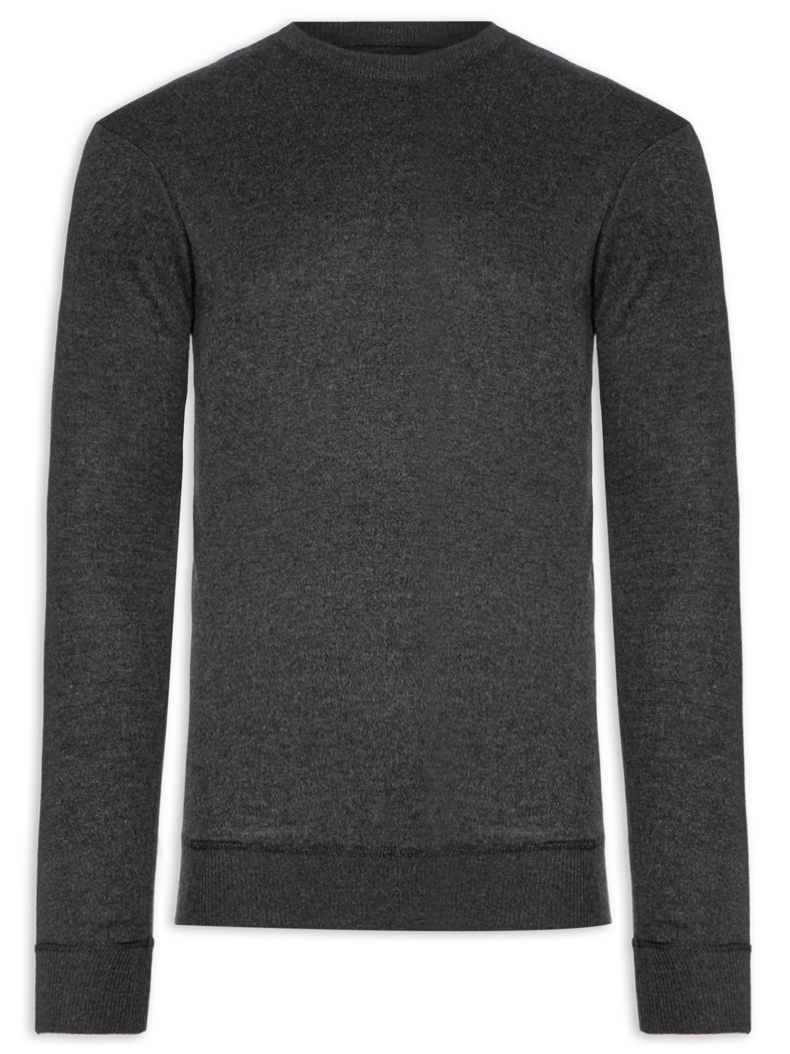 Suéter Masculino Tricot Gola Redonda Básico Cinza Basiq Men