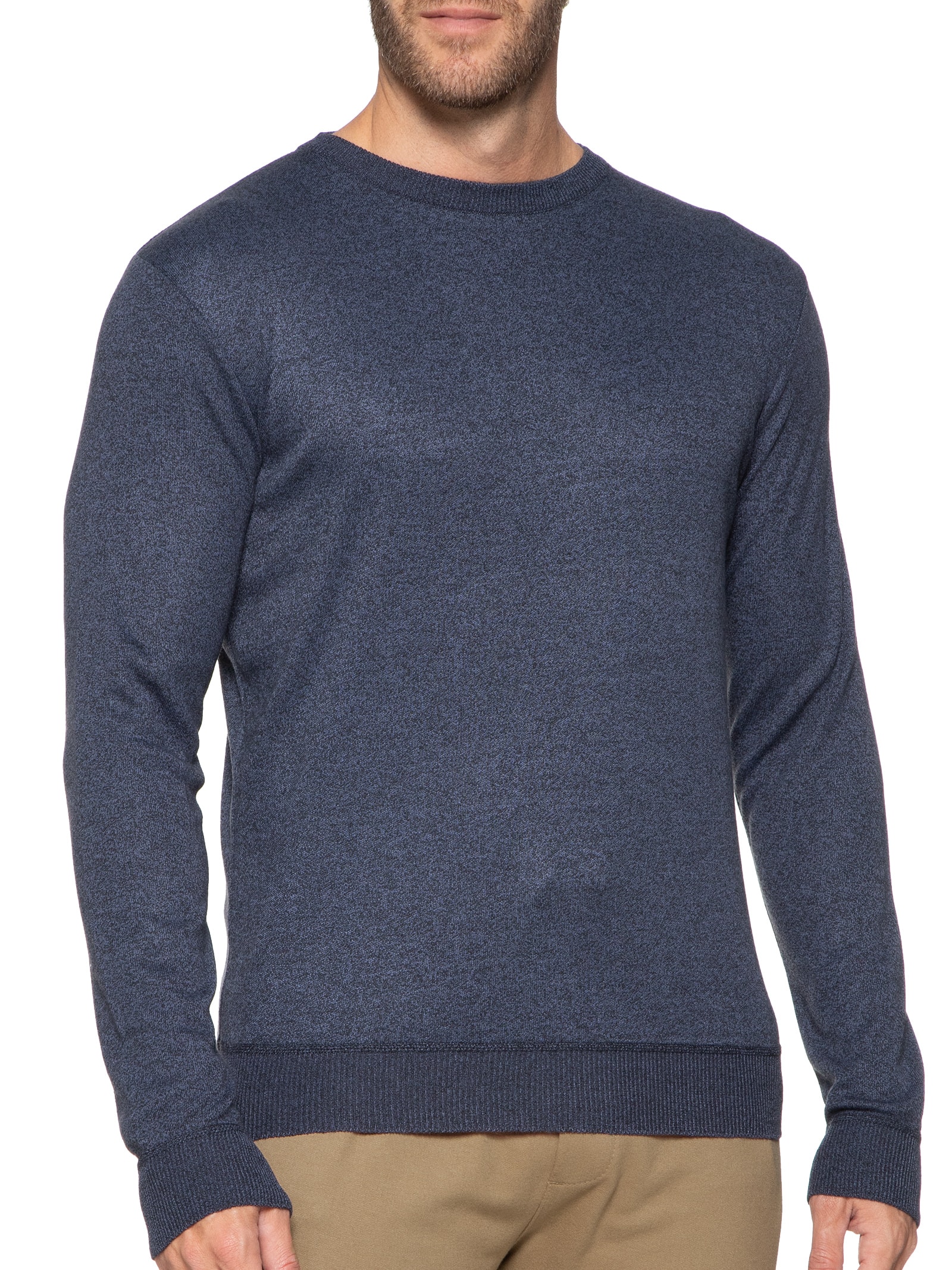 Suéter Masculino Tricot Gola Redonda Básico Cinza Basiq Men
