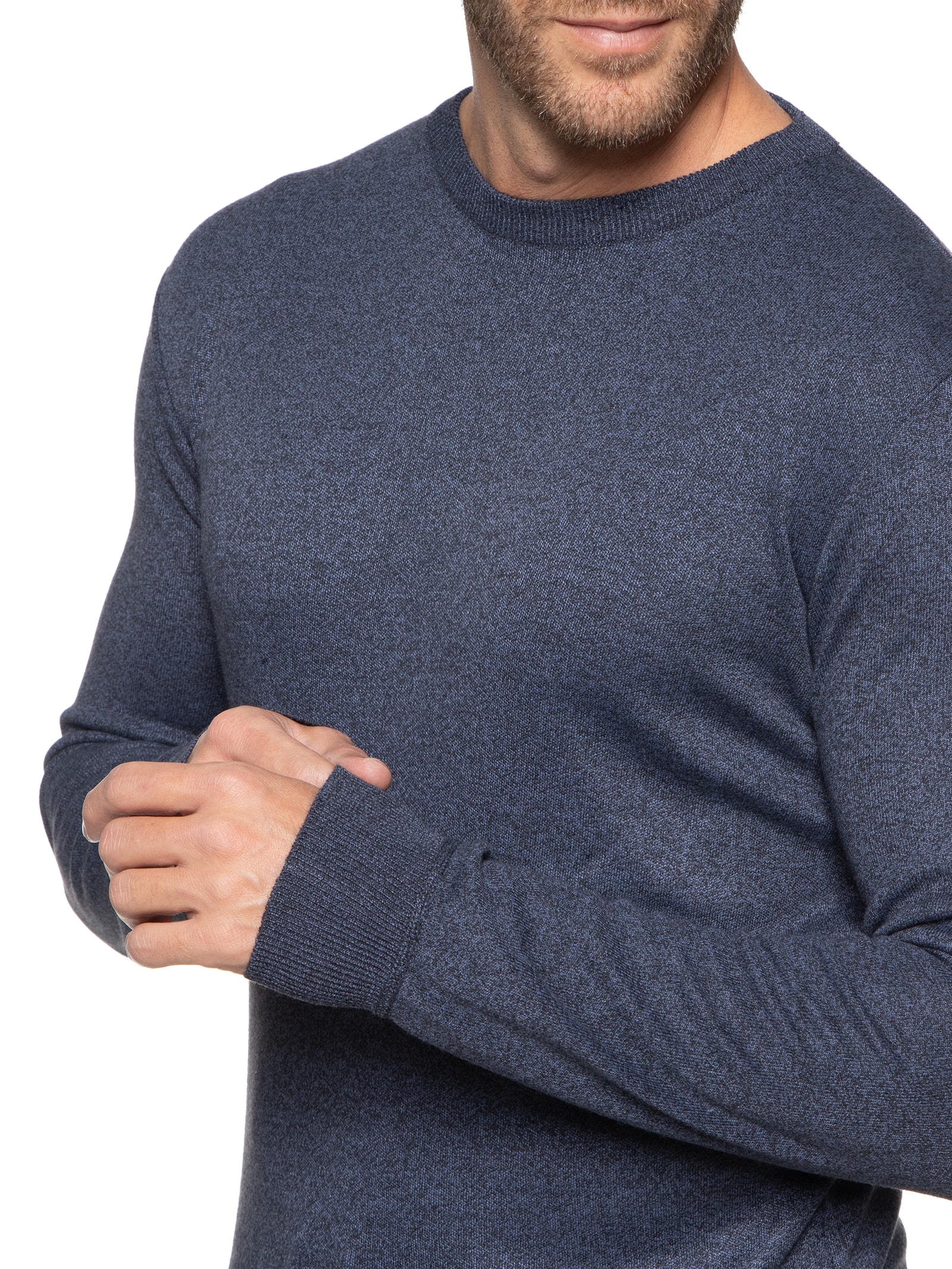 Suéter Masculino Tricot Gola Redonda Básico Cinza Basiq Men