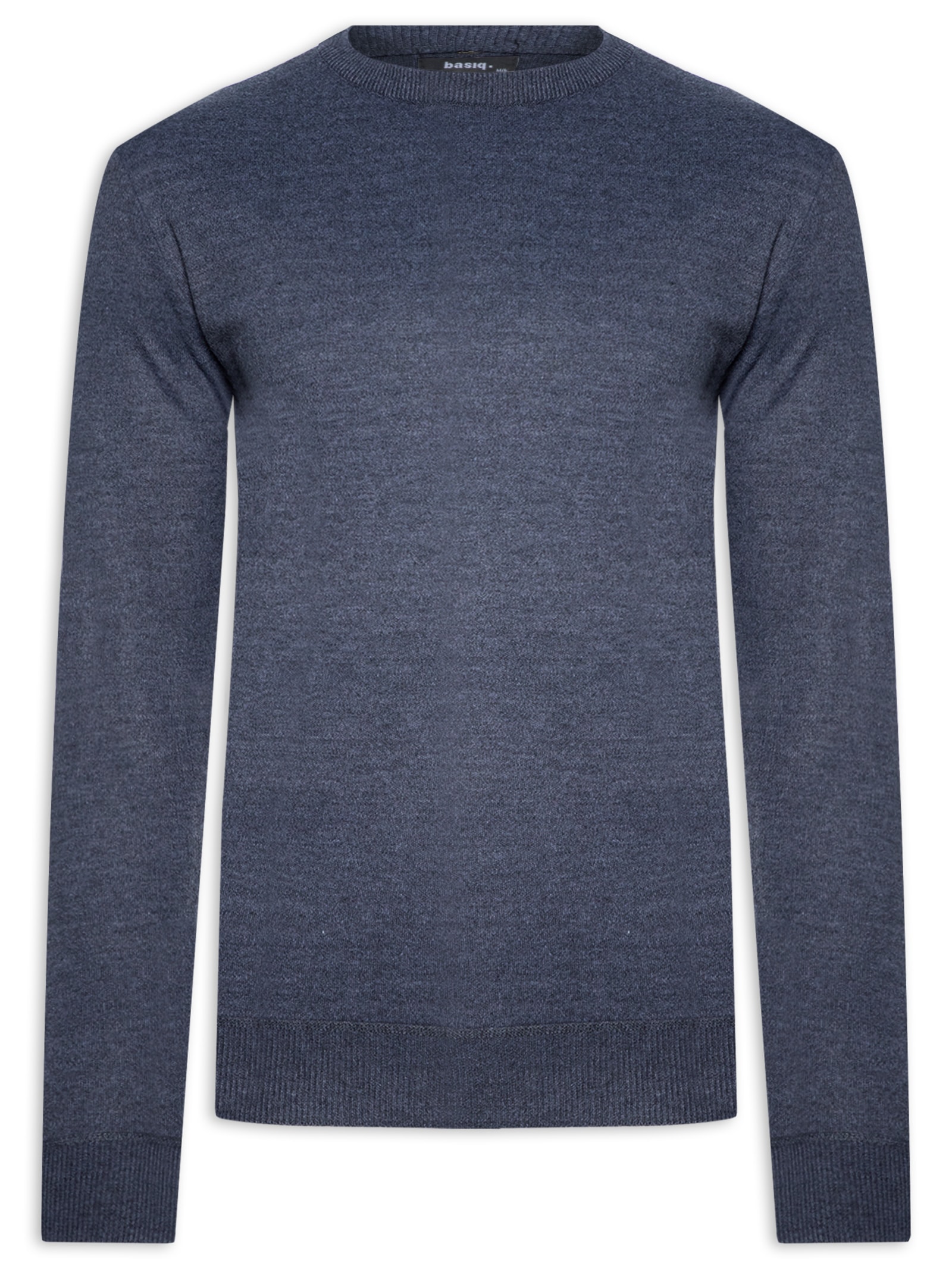 Suéter Masculino Tricot Gola Redonda Básico Cinza Basiq Men