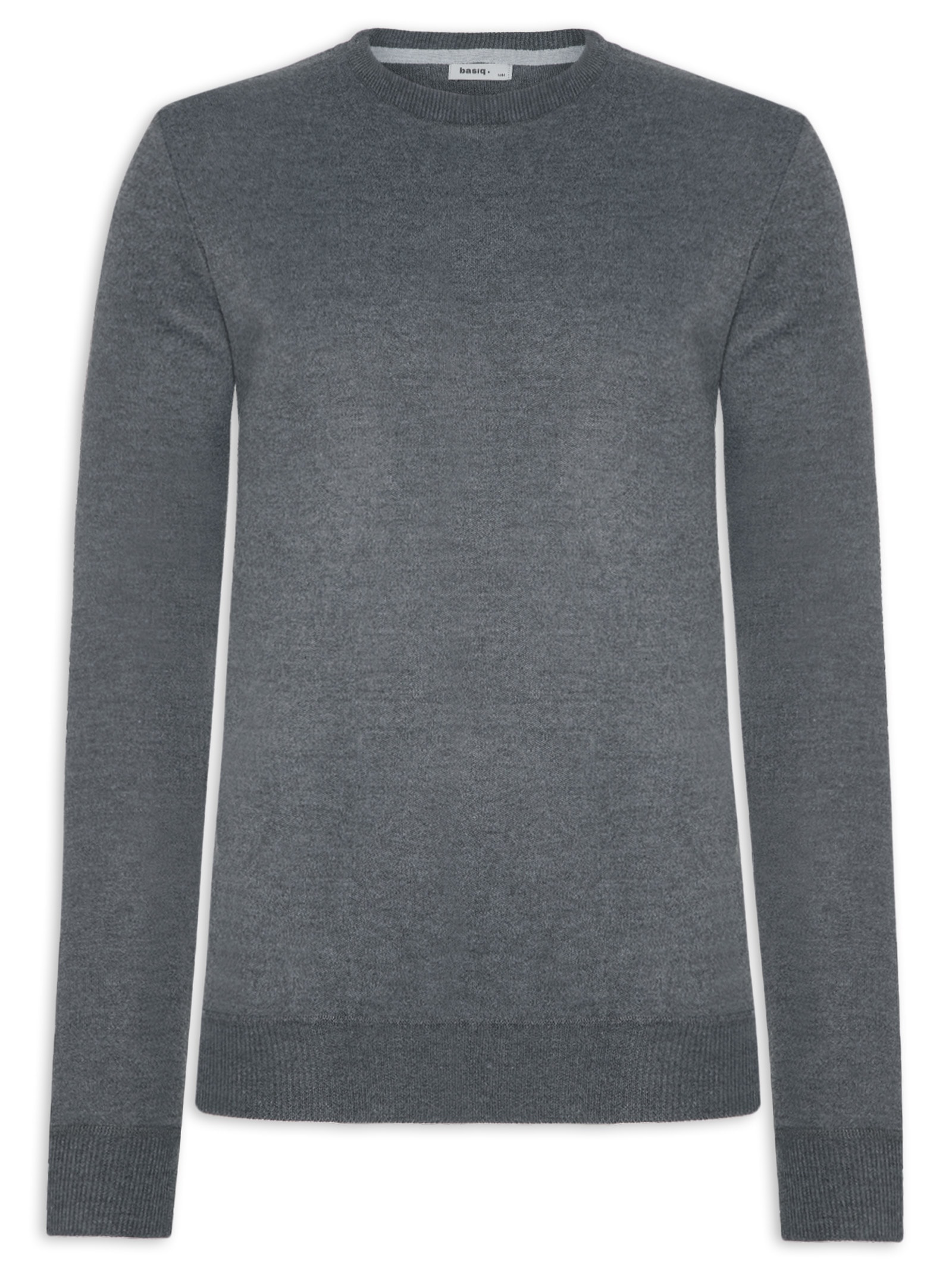 Suéter Masculino Tricot Gola Redonda Básico Cinza Basiq Men