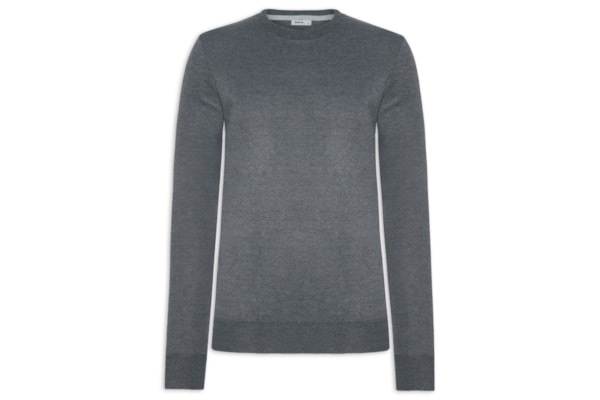 Suéter Masculino Tricot Gola Redonda Básico - Cinza
