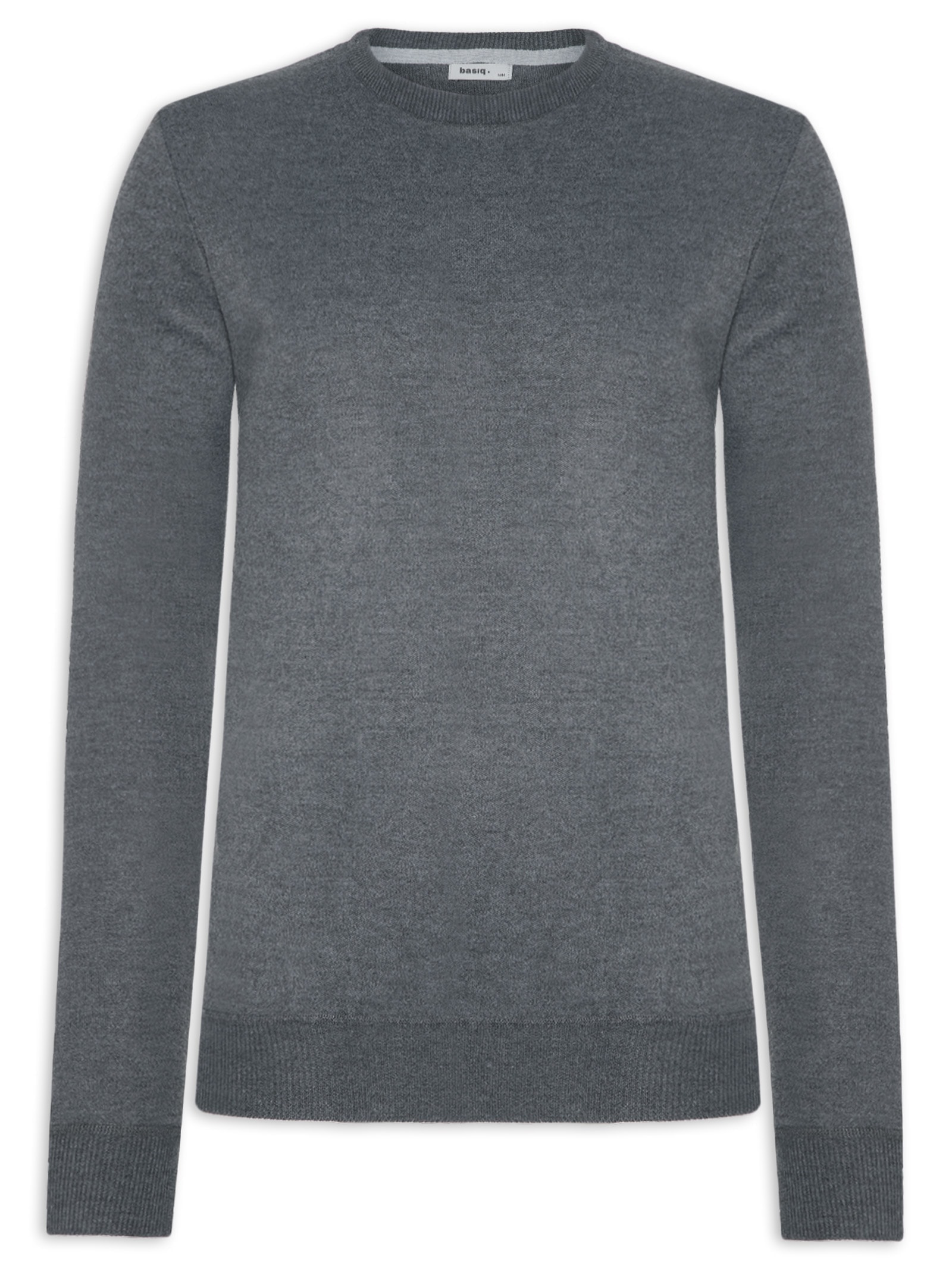 Suéter Masculino Tricot Gola Redonda Básico Cinza Basiq Men