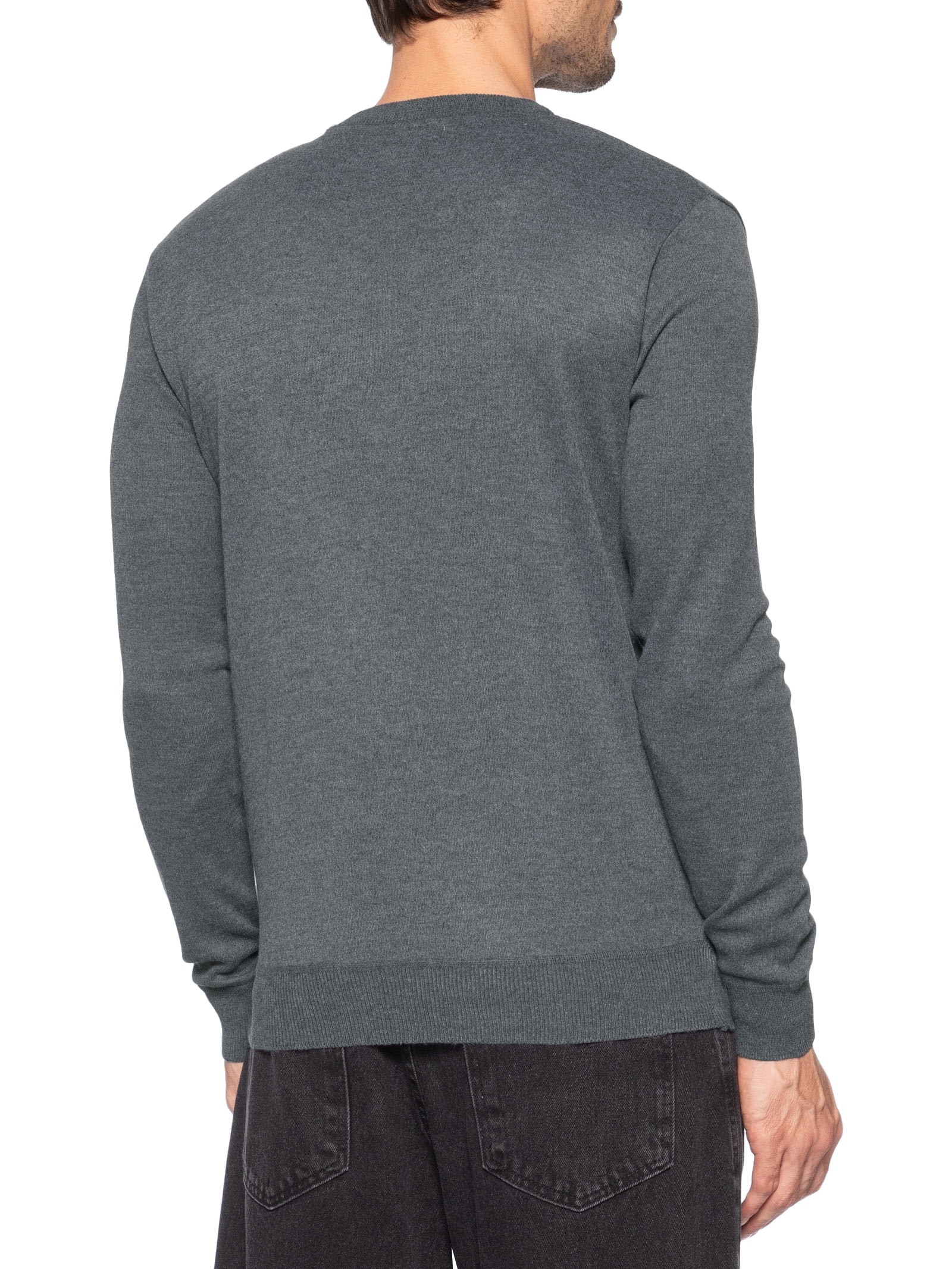 Suéter Masculino Tricot Gola Redonda Básico Cinza Basiq Men