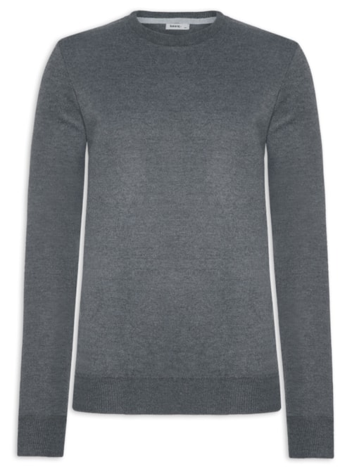 Suéter Masculino Tricot Gola Redonda Básico – Cinza