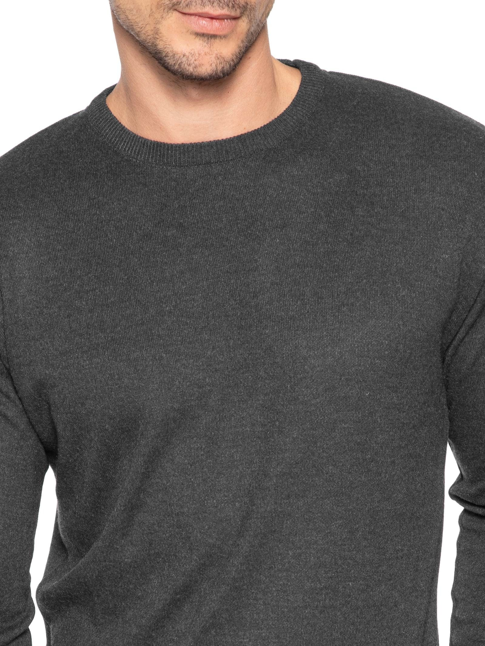 Suéter Masculino Tricot Gola Redonda Básico Preto Basiq Men