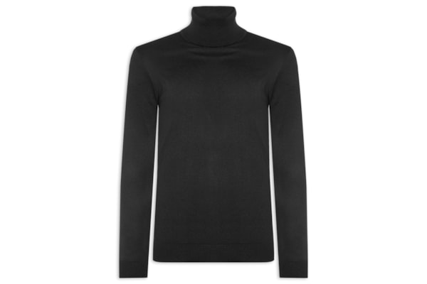 Suéter Masculino Tricot Gola Rolê - Preto
