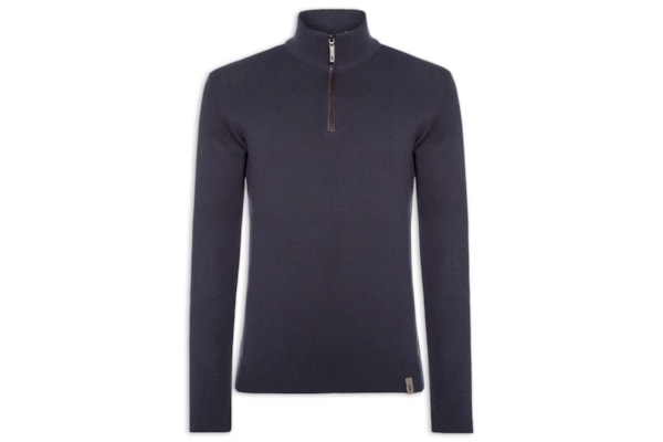 Suéter Masculino Tricot Half Zíper - Azul