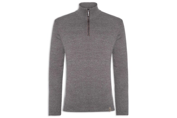 Suéter Masculino Tricot Half Zíper - Cinza