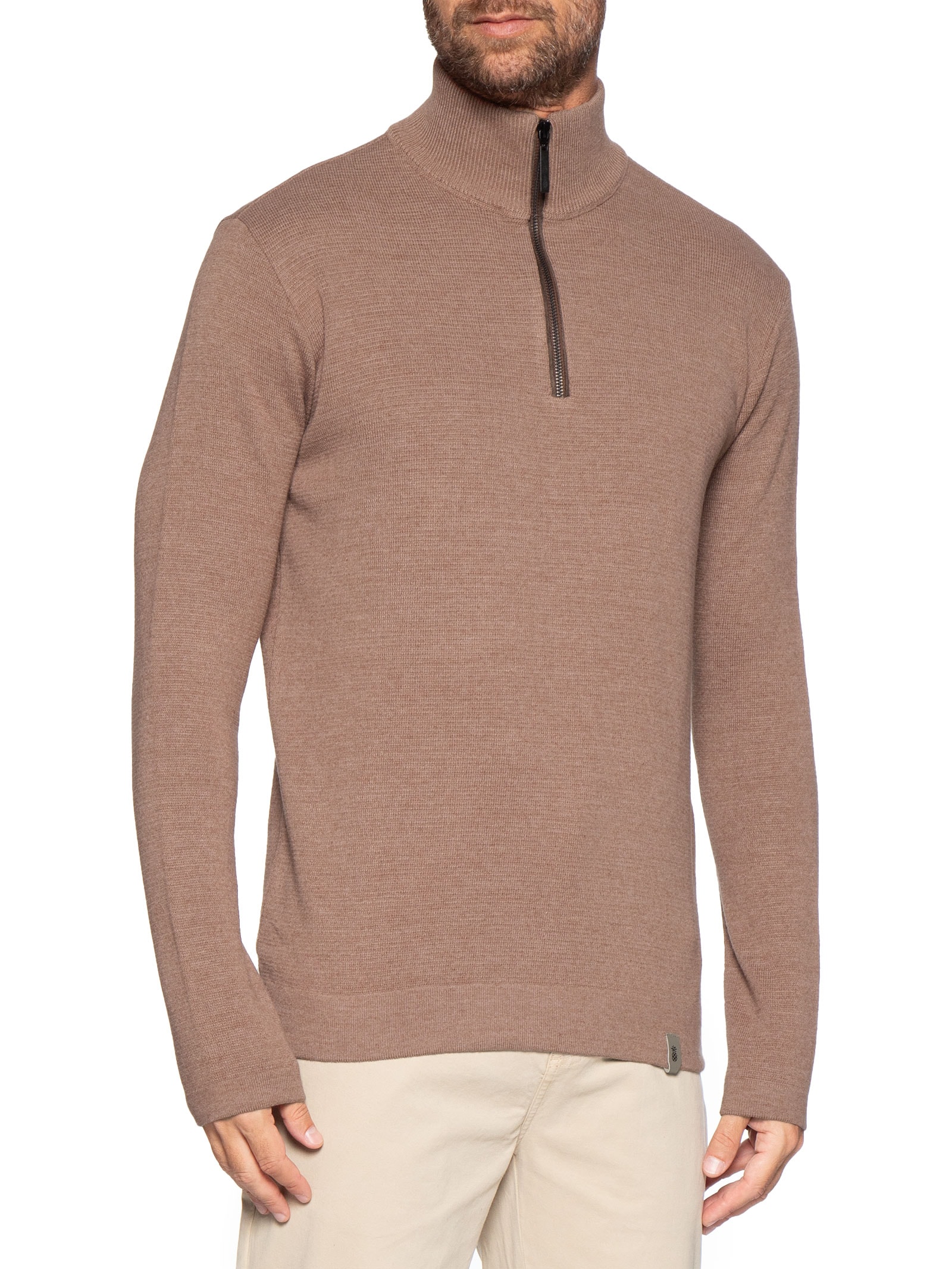 Suéter Masculino Tricot Half Zíper Laranja Pineapple