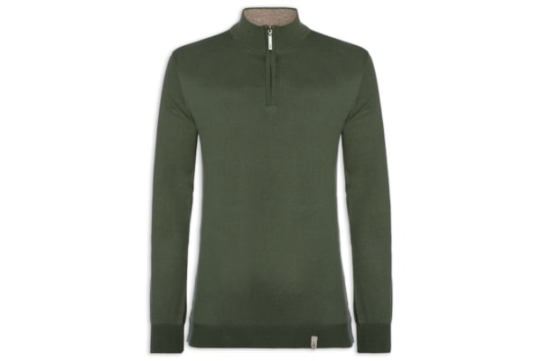 Suéter Masculino Tricot Half Zíper - Verde