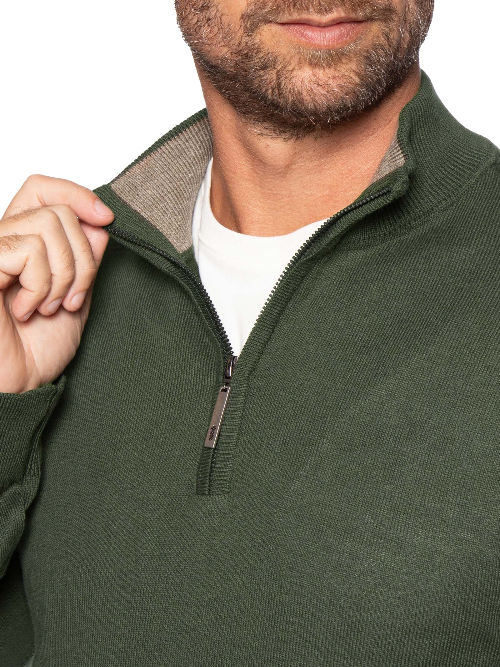 Suéter Masculino Tricot Half Zíper Verde Pineapple