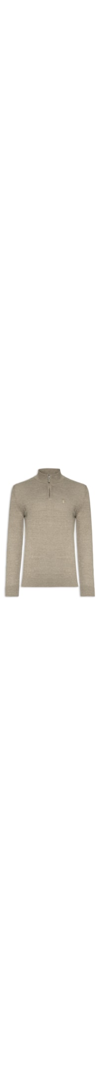 Suéter Masculino Tricot Liso Meio Zíper - Marrom