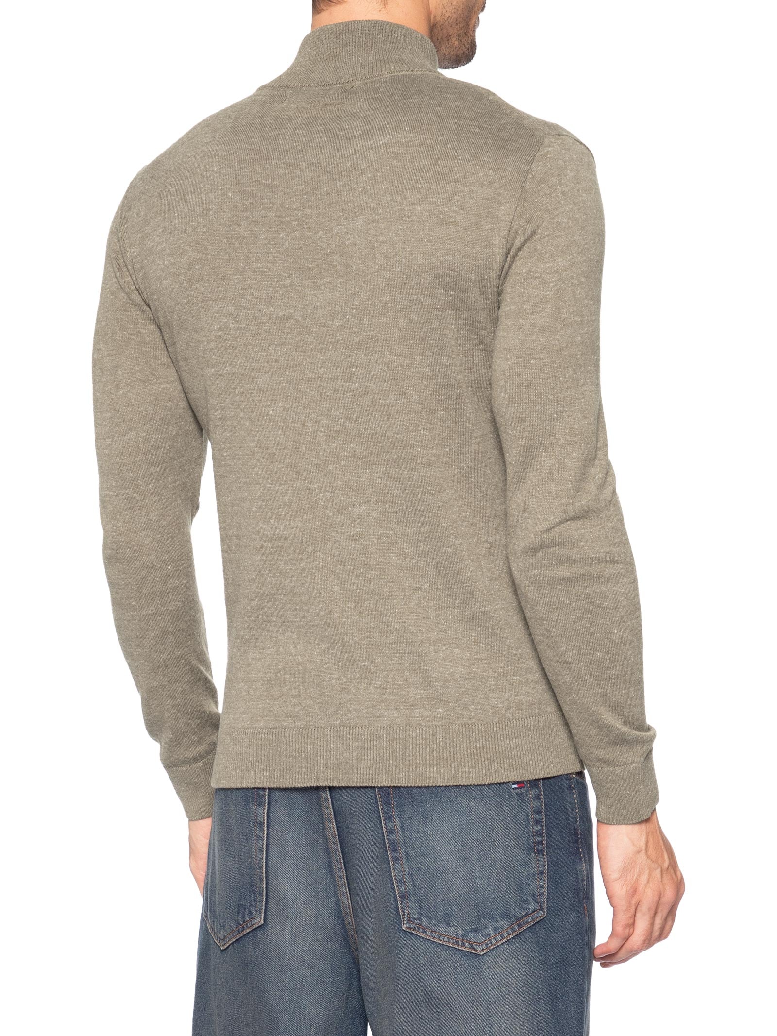 Suéter Masculino Tricot Liso Meio Zíper Marrom Sergio K