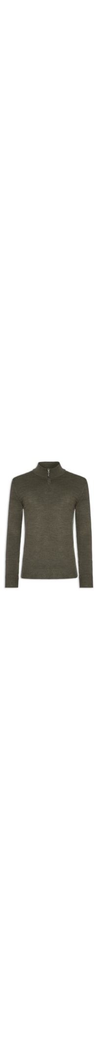 Suéter Masculino Tricot Liso Meio Zíper - Verde