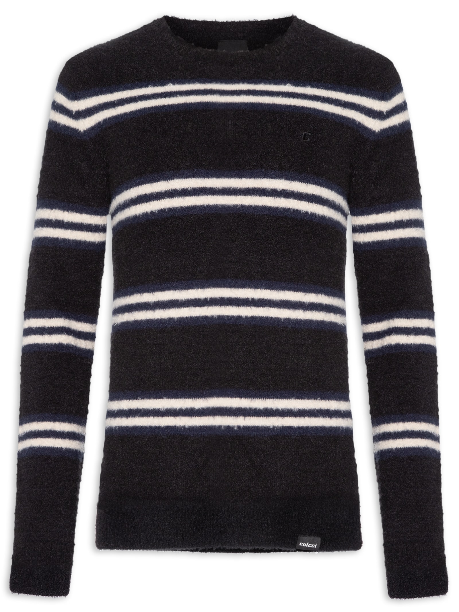 Suéter Masculino Tricot Listrado Azul Colcci