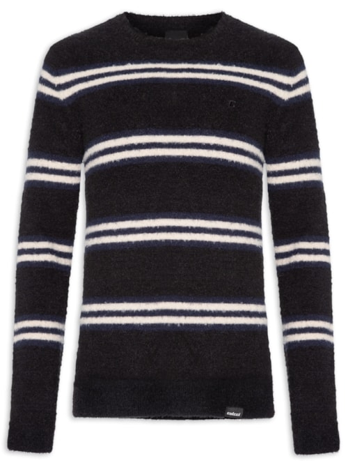Suéter Masculino Tricot Listrado - Azul