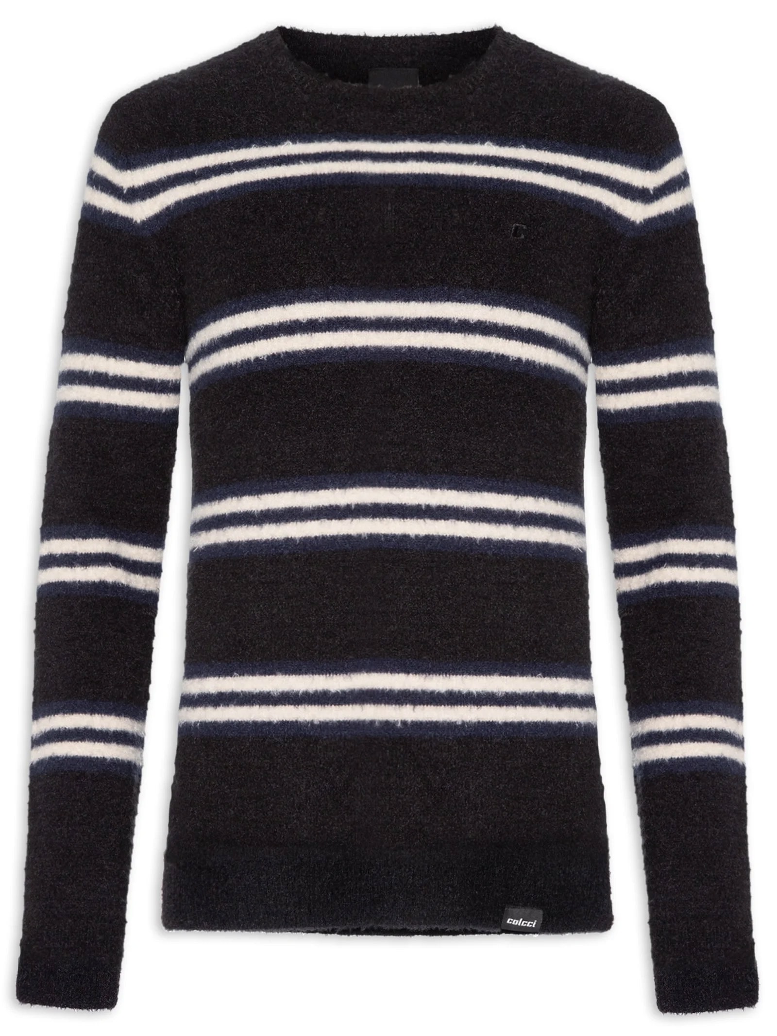 Suéter Masculino Tricot Listrado Azul Colcci