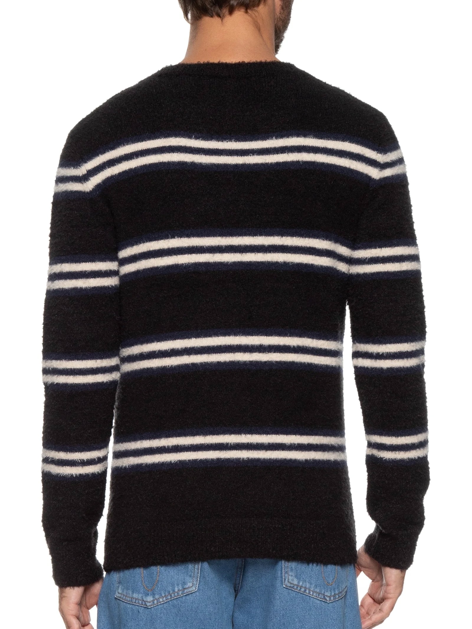 Suéter Masculino Tricot Listrado Azul Colcci