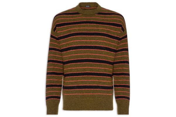 Suéter Masculino Tricot Listrado – Marrom