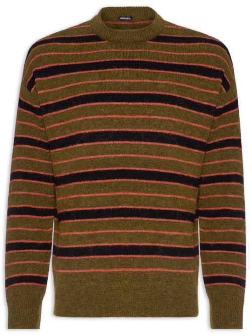 Suéter Masculino Tricot Listrado – Marrom