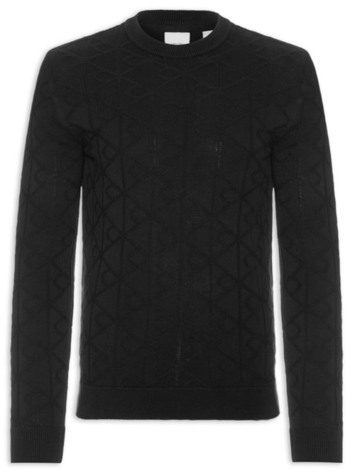 Suéter Masculino Tricot Logo - Preto