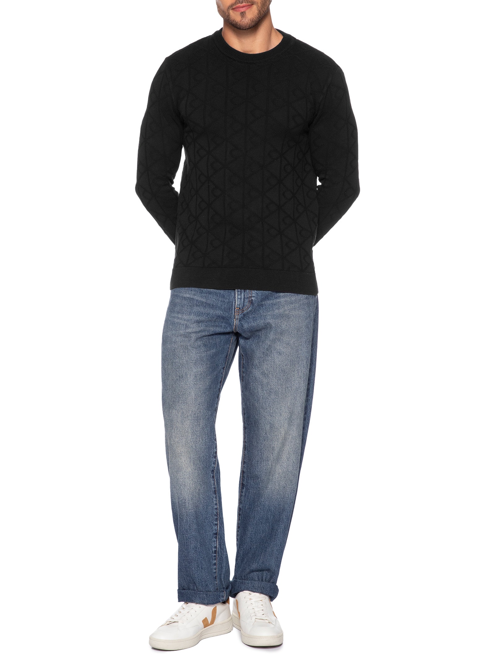 Suéter Masculino Tricot Logo Preto Calvin Klein - White Label