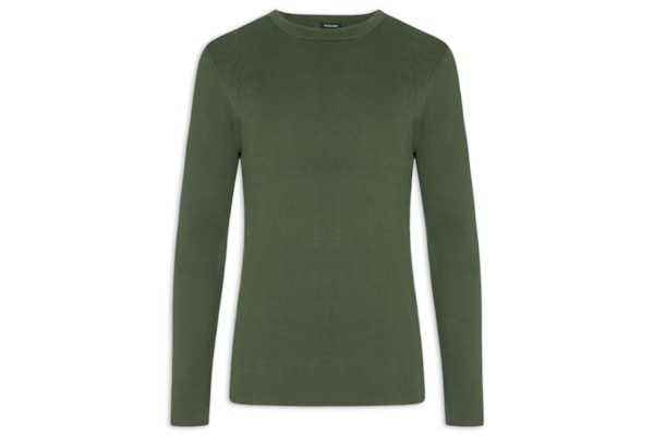 Suéter Masculino Tricot Manga Longa Over Solid Cotton - Verde